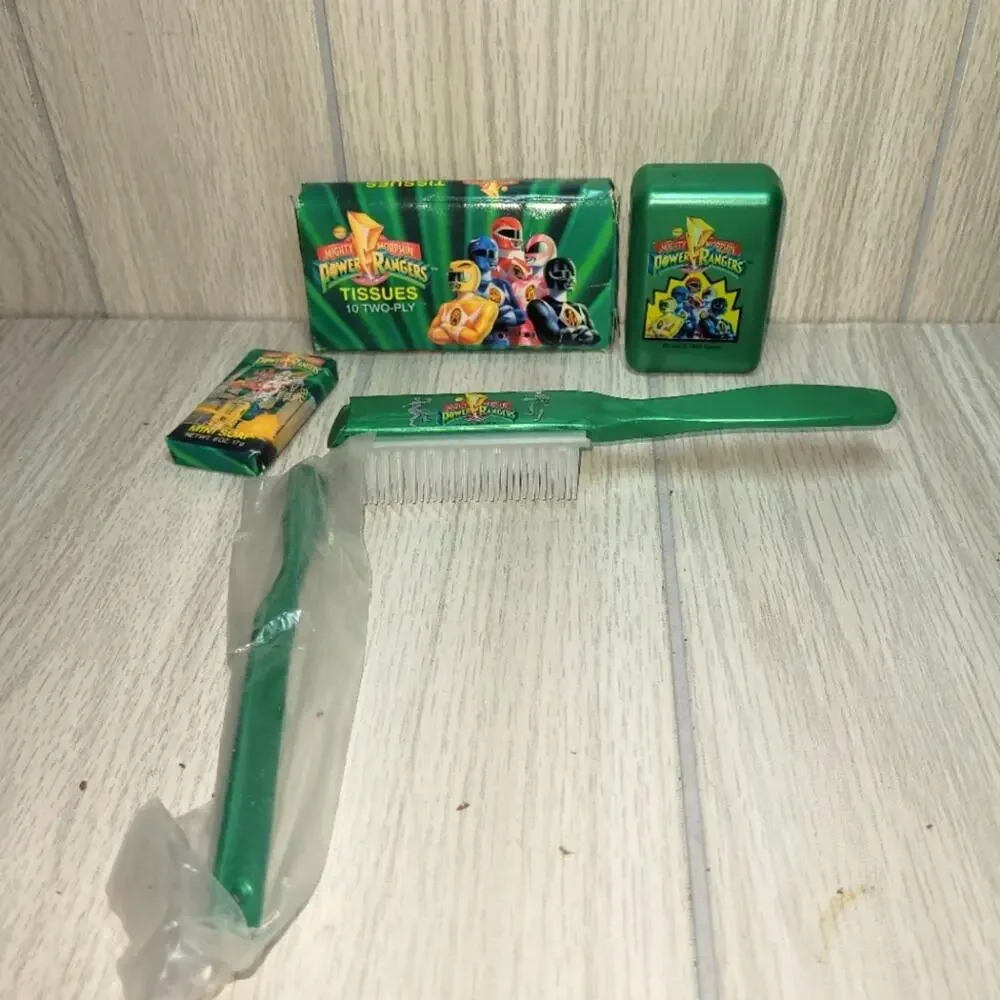 Vtg 94' Mighty Morphin Power Rangers Gift Set Kleenex Soap Brush Toothbrush